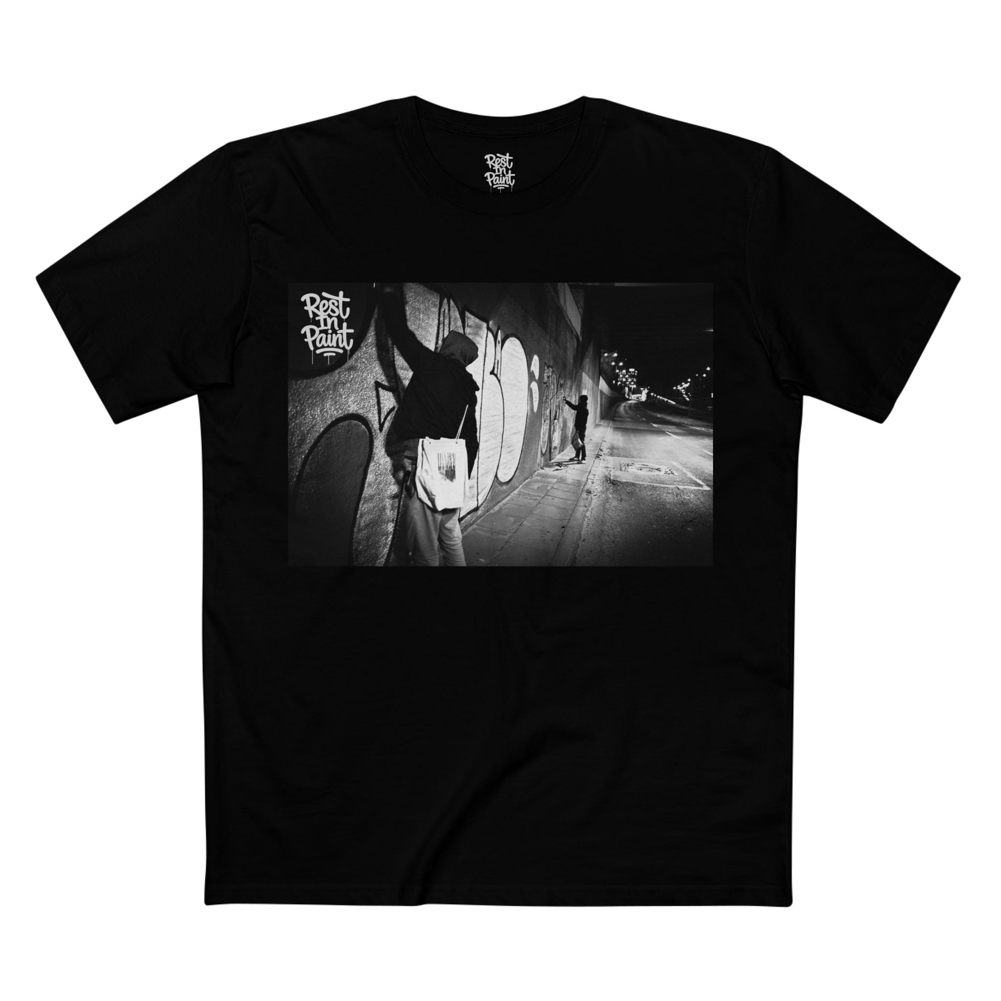 REST IN PAINT THE WALLS STAPLE TEE BLACK & WHITE